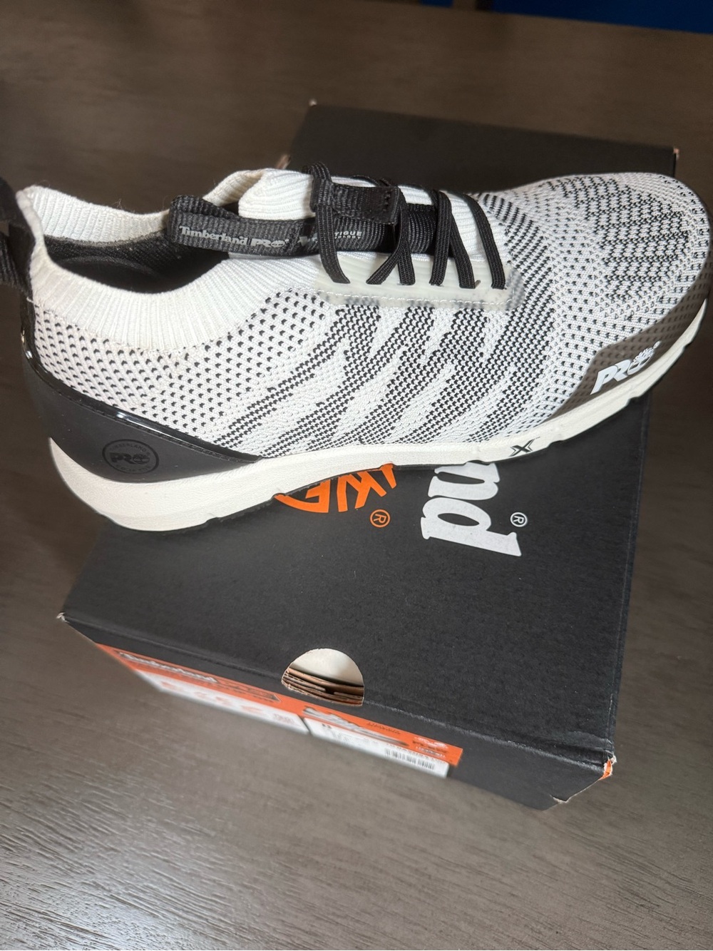 Timberland White and Black Knit Slip-On Athletic Shoe